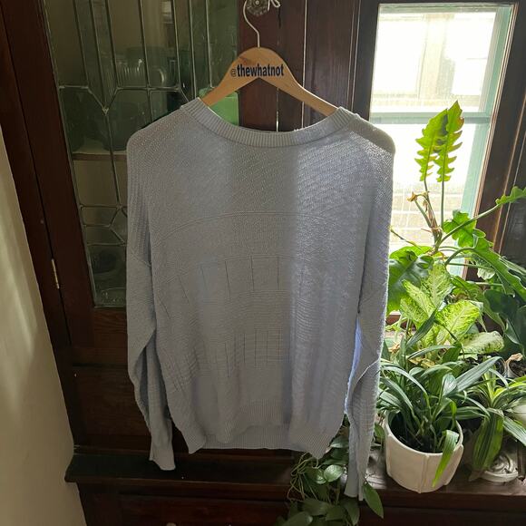 Vintage Gloria Vanderbilt Knit Sweater Size L Lilac Pointelle Crewneck Women 80s - Picture 7 of 16